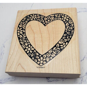 Stampin' Up! Heart Shape Flowers Framed Wood Mounted Rubber Stamp